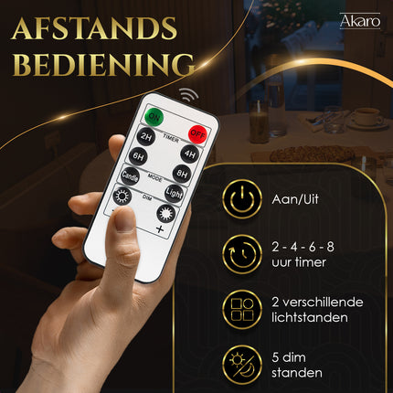 3 LED kaarsen met glas grijs - Akaro