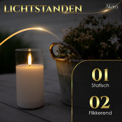 3 LED kaarsen met glas - Akaro