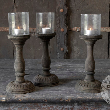 Kandelaar Joel S | Hout met Glas | Be Uniq