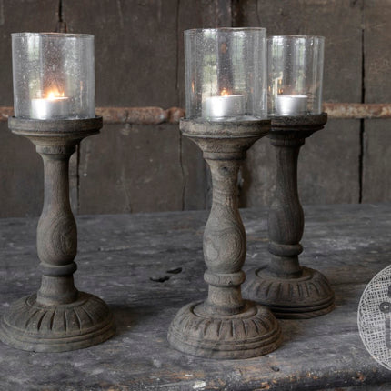 Kandelaar Joel S | Hout met Glas | Be Uniq