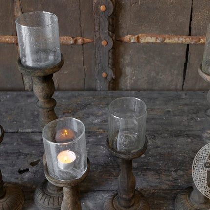 Kandelaar Joel L | Hout met Glas | Be Uniq