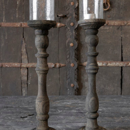 Kandelaar Joel L | Hout met Glas | Be Uniq