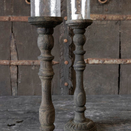 Kandelaar Joel L | Hout met Glas | Be Uniq