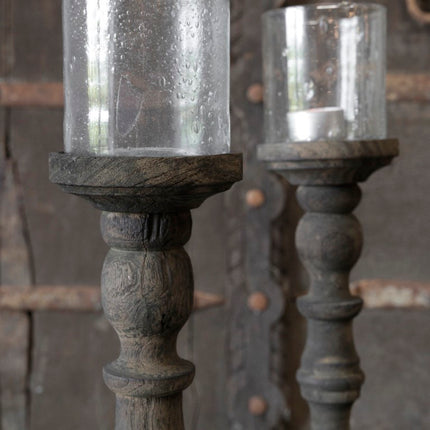 Kandelaar Joel L | Hout met Glas | Be Uniq