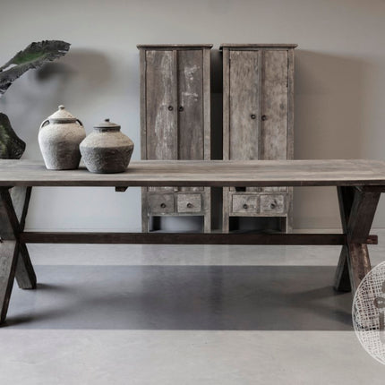 Eettafel Ibiza 220 cm | Natuurlijk Vergrijsd Teakhout | Island Collection