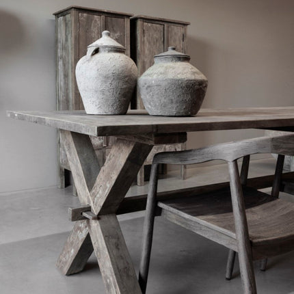 Eettafel Ibiza 220 cm | Natuurlijk Vergrijsd Teakhout | Island Collection