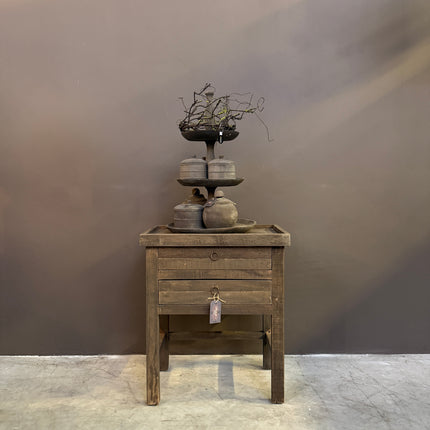 Driftwood Ladekastje met 2 Lades | Landelijk Oud Houten Kastje