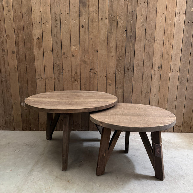 Driftwood salontafels – rond | los of als set