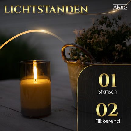 3 LED kaarsen met glas grijs - Akaro
