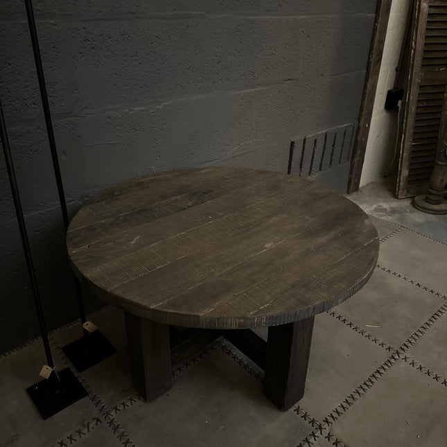 Driftwood Ronde Salontafel – Massief Houten Salontafel met 4 Poten | Landelijk & Robuust