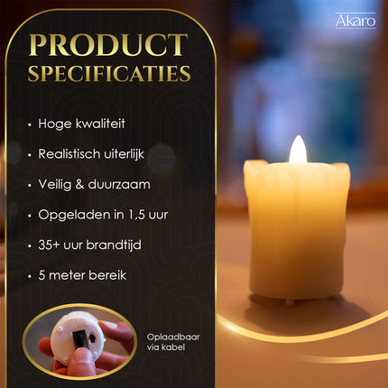 6 LED kaarsen met wax - Akaro