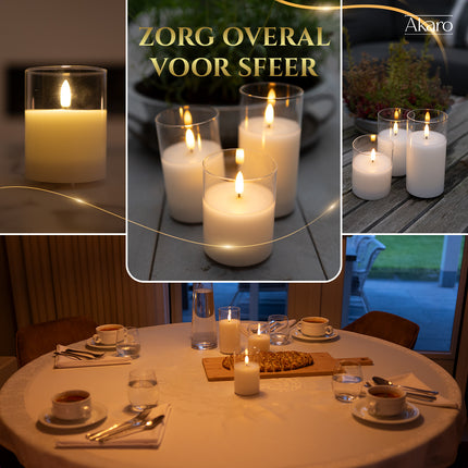 3 LED kaarsen met glas - Akaro