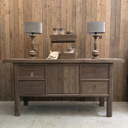 Driftwood Dressoir met 2 Deuren & 4 Lades | Landelijk Massief Houten Dressoir