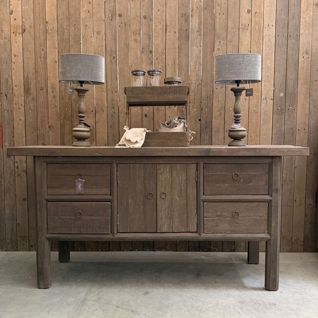 Driftwood Dressoir met 2 Deuren & 4 Lades | Landelijk Massief Houten Dressoir