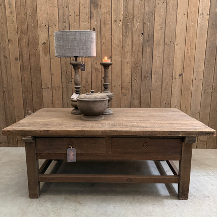 Driftwood Salontafel Jorg – Massief Houten Salontafel met Laden