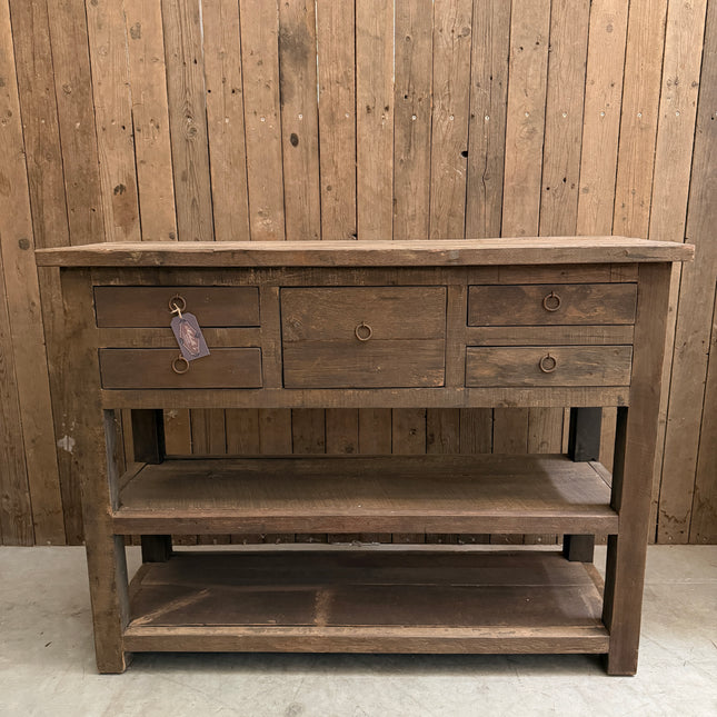 Driftwood Sidetable – 5 Lades & 2 Legplanken