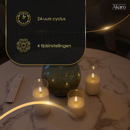 3 LED kaarsen met glas - Akaro
