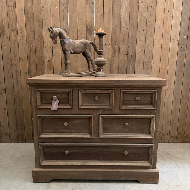 Driftwood Commode met 6 Lades – Stoere Houten Commode voor Babykamer