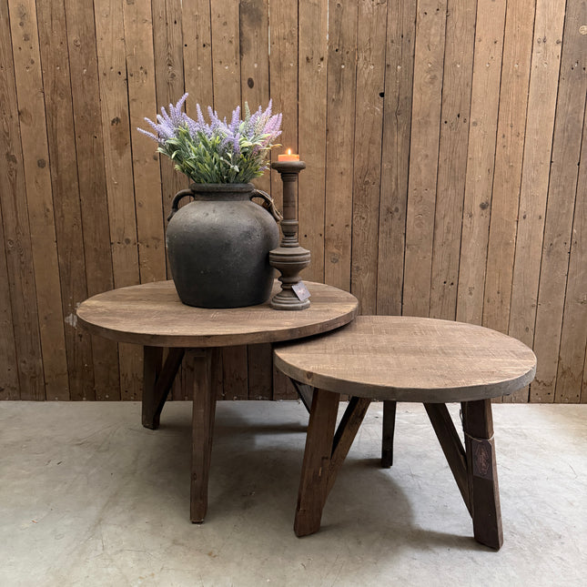 Driftwood salontafels – rond | los of als set