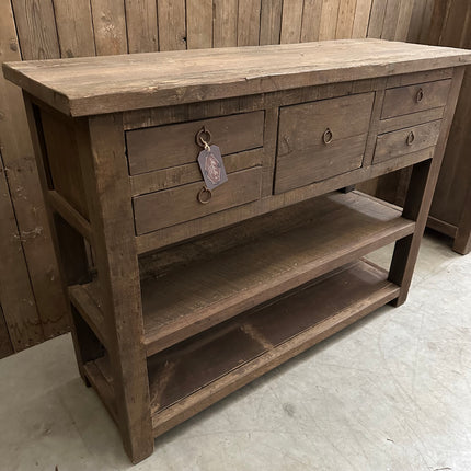 Driftwood Sidetable – 5 Lades & 2 Legplanken