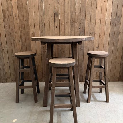 Driftwood Bartafel met 3 Barkrukken – Complete houten set | Landelijk & robuust