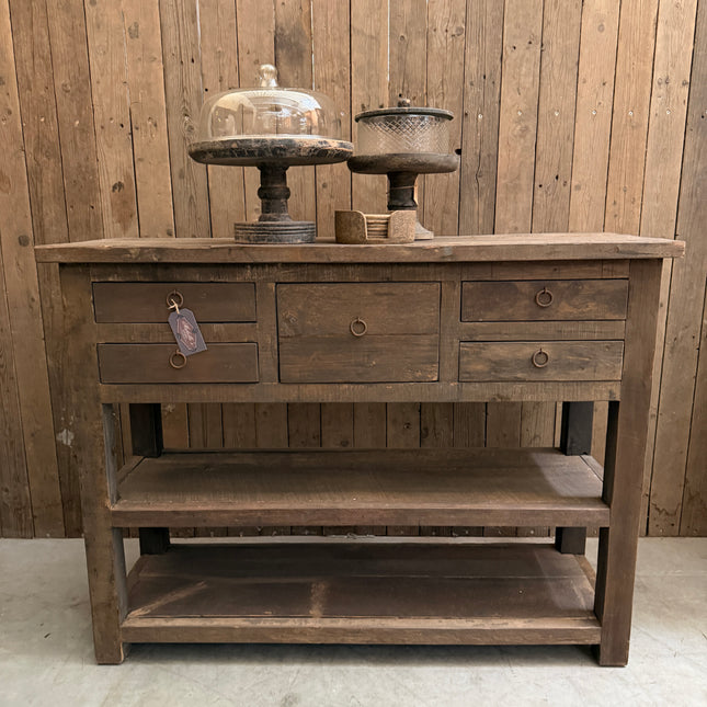 Driftwood Sidetable – 5 Lades & 2 Legplanken