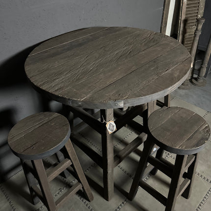 Driftwood Bartafel met 3 Barkrukken – Complete houten set | Landelijk & robuust