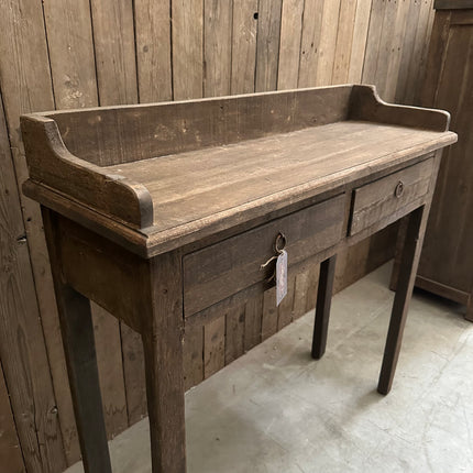 Driftwood sidetable 2 lades met opstaande rand | Landelijke houten wandtafel