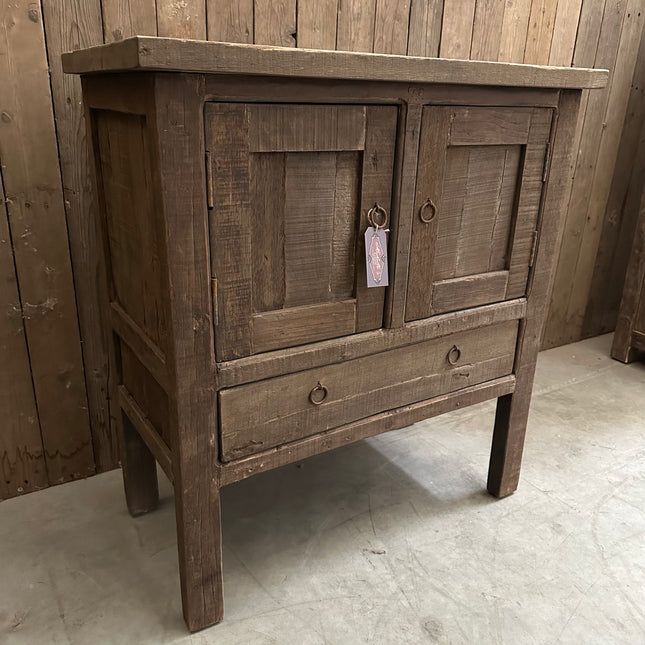 Driftwood kastje met 2 deuren en 1 lade | Landelijk houten opbergkastje