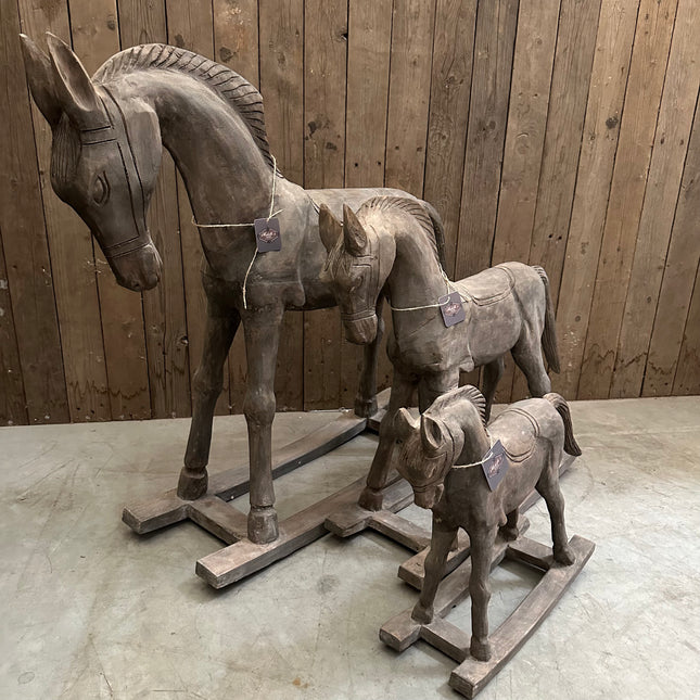 Houten hobbelpaard | Decoratief houten paard | Los of als set