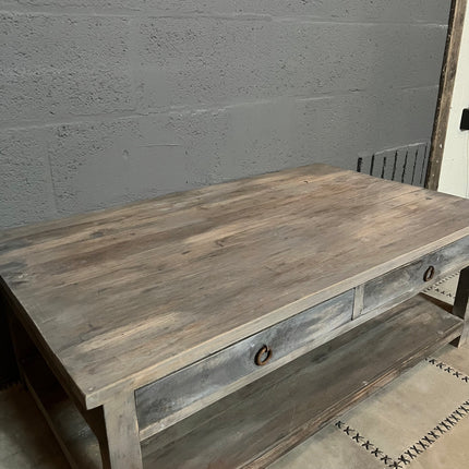 Old Grey Salontafel met 4 lades en onderblad