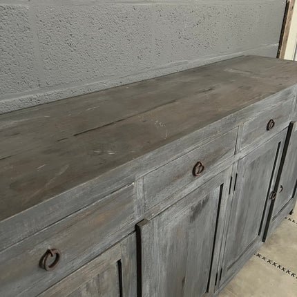 Old Grey Dressoir met 4 deuren en 4 lades