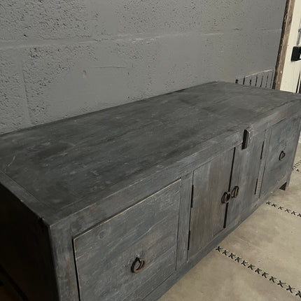 Old Grey TV-meubel met 2 deuren en 2 lades