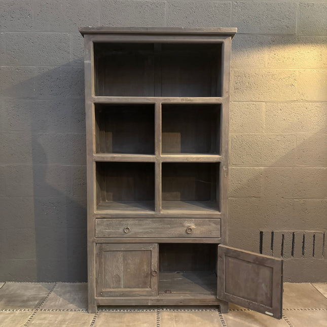 Rough Wood vakkenkast – open vakken, lade en 2 deurtjes
