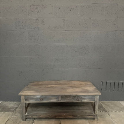 Old Grey Salontafel met 4 lades en onderblad