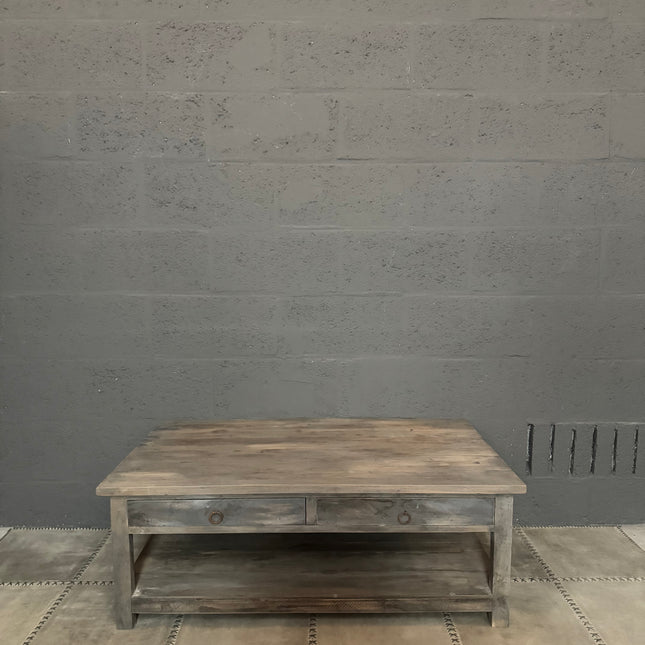 Old Grey Salontafel met 4 lades en onderblad