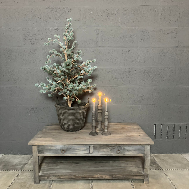 Old Grey Salontafel met 4 lades en onderblad