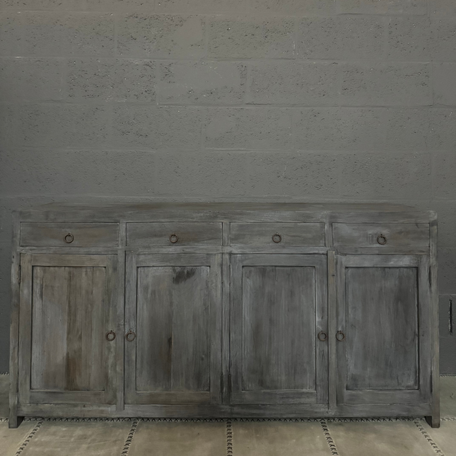 Old Grey Dressoir met 4 deuren en 4 lades