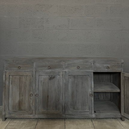 Old Grey Dressoir met 4 deuren en 4 lades