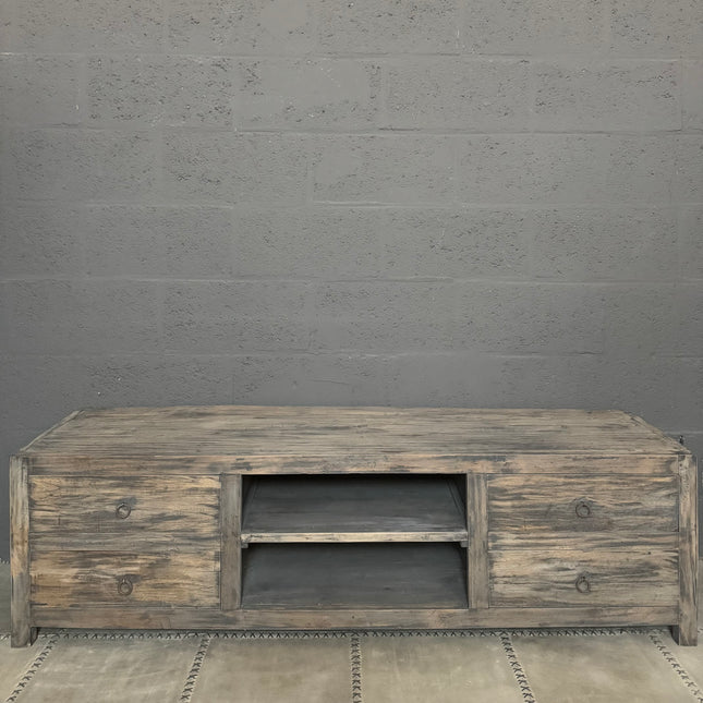 Old Grey TV-meubel met 4 lades en 2 open vakken