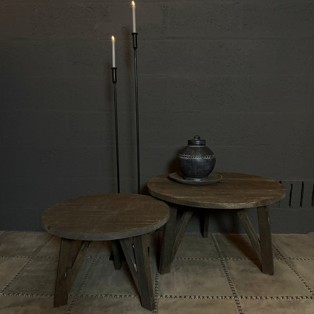 Driftwood salontafels – rond | los of als set