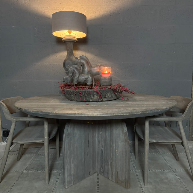 Ronde Driftwood Tafel met Organisch Onderstel