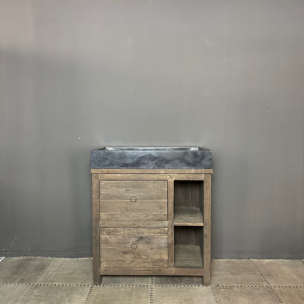 Driftwood badmeubel met open vakken en lades