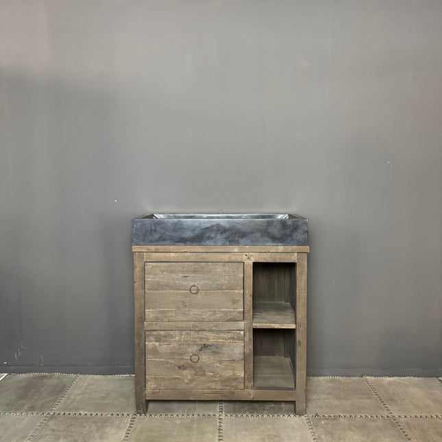 Driftwood badmeubel met open vakken en lades