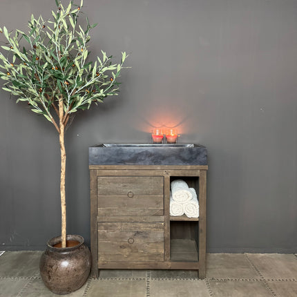 Driftwood badmeubel met open vakken en lades