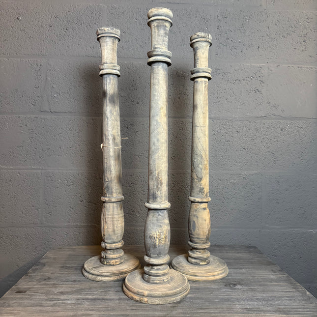 Houten kandelaar Old Grey