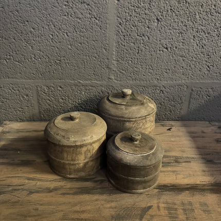 Houten potjes met deksel