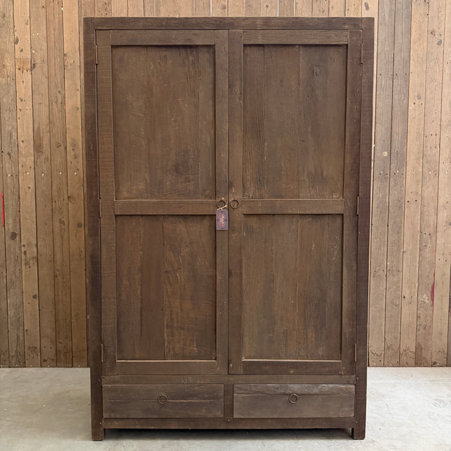 Driftwood kast 2 deuren 2 lades | Landelijke houten opbergkast