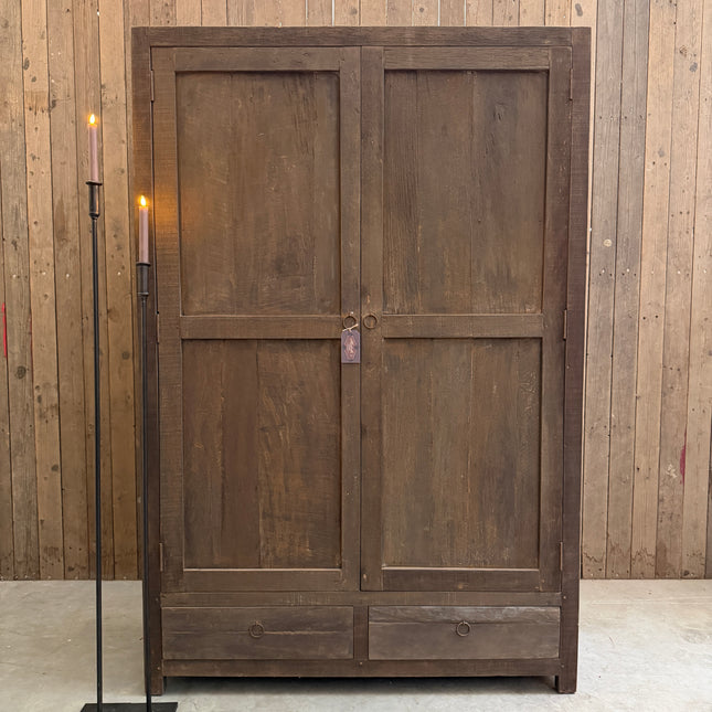 Driftwood kast 2 deuren 2 lades | Landelijke houten opbergkast