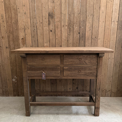 Driftwood sidetable Jenong met 4 lades | Landelijke houten wandtafel